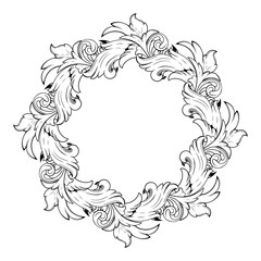 Black and white Vintage style engraved frame hand drawing design