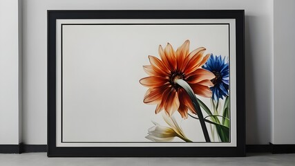 Abstract Painting of a flowers in a frame
