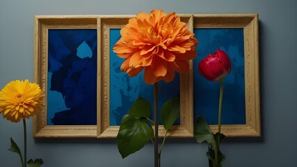 Abstract Painting of a flowers in a frame