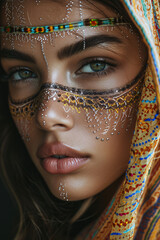 Supermodels with patterns and shadows on their face | Close up Portrait