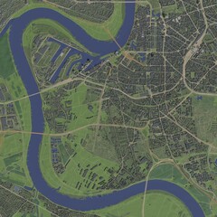 3D illustration of city and urban in Dusseldorf Germany