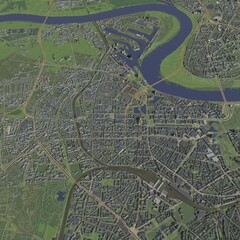 Obraz premium 3D illustration of city and urban in Dusseldorf Germany