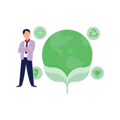 A boy is thinking about nature