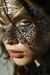 Supermodels with patterns and shadows on their face | Close up Portrait