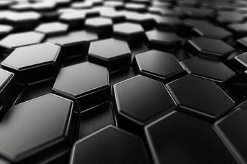 Obraz premium Abstract Background, a sleek 3D honeycomb pattern in a monochromatic black and white gradient, with precise geometric alignment and subtle lighting effects,