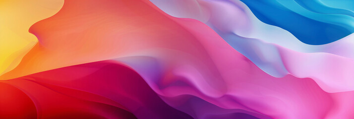 Obraz premium A colorful background with a rainbow and a brush stroke. The background is a mix of pink, blue, and yellow
