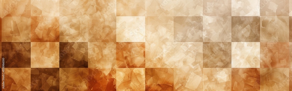 Aufkleber This image depicts an abstract pattern consisting of brown and white squares, creating a checkerboard effect. The squares are subtly textured, adding depth and dimension to the design. The overall fee
