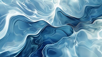Obraz premium Abstract Fluid Artwork with Cool Blue and White Tones