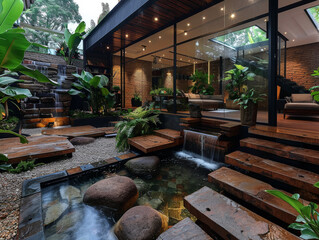 Obraz premium The perfect fusion of modern architecture and natural landscape