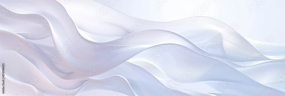 Poster the image is a white background with a white fabric that has a wave pattern. the fabric is flowing a