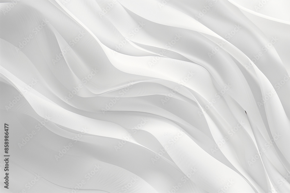 Poster the image is a white background with a white fabric that has a wave pattern. the fabric is flowing a