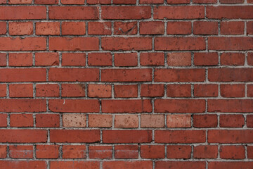 Rustic red brick wall with weathered texture
