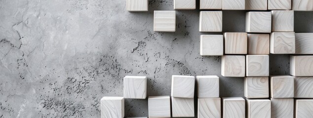 3D rendering of a wood cube background.