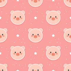 Fototapeta premium Seamless pattern of cute pig.