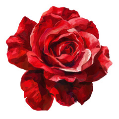 Naklejka premium A single, vibrant red rose in full bloom stands out against a clean white background