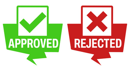 Set Approved rejected stamp. validate icon. confirmation symbol template design vector illustration