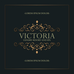 Luxury hotel label template. Trendy vintage royal ornament frames illustration.