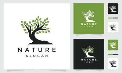 Natural Vector Tree Logo inspiration.Natural Tree and Growth Design Template