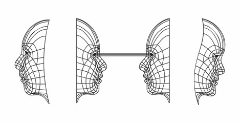 holograms of people's faces connecting to each other