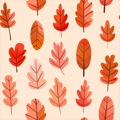 Obraz premium Experience the harmonious blend of nature's artistry with this seamless pattern of watercolor oak leaves.