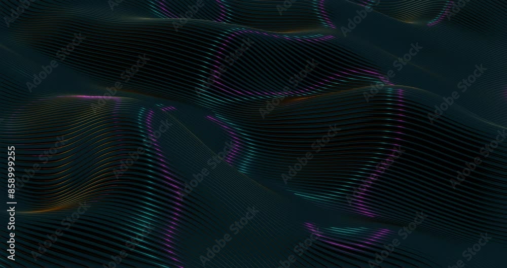 Poster abstract 3d render of glowing waves with neon highlights - futuristic geometric design