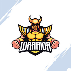 The Strong Warrior in Golden Armor Vector Mascot