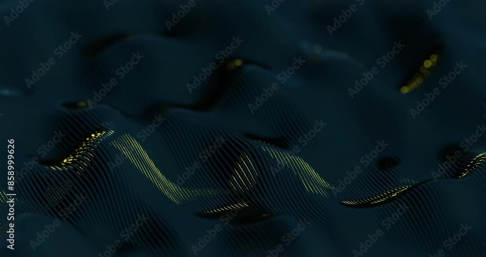 Poster abstract 3d render of glowing waves with neon highlights - futuristic geometric design