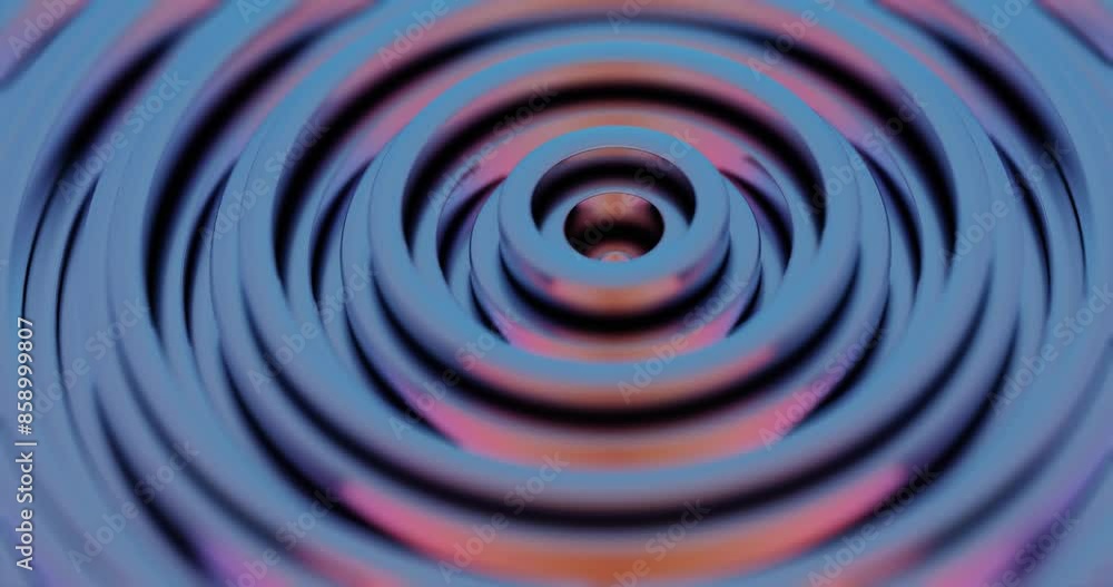 Aufkleber 3d abstract render of concentric circles - neon blue and pink geometric pattern
