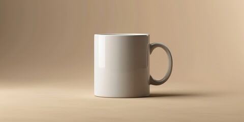 White Mug on Beige Background