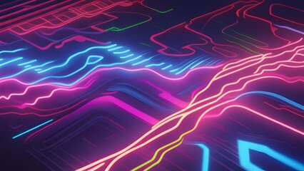 Glowing Neon Light Background Art Generative AI