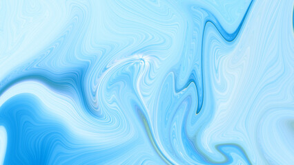 Fototapeta premium 4K Blue and white gradient backdrop with abstract liquid wave pattern. Design with flowing, wavy shapes. Blue crystal, and white clouds.