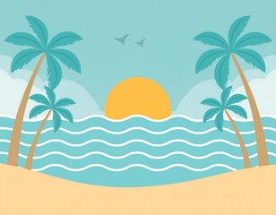 Fototapeta premium summer beach background with palm tree