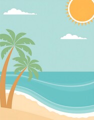 Obraz premium summer beach background with palm tree