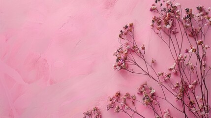 Naklejka premium Pink empty background with dried flowers