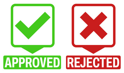 Set sign approved rejected icon. check mark and cross symbol design vector illustration