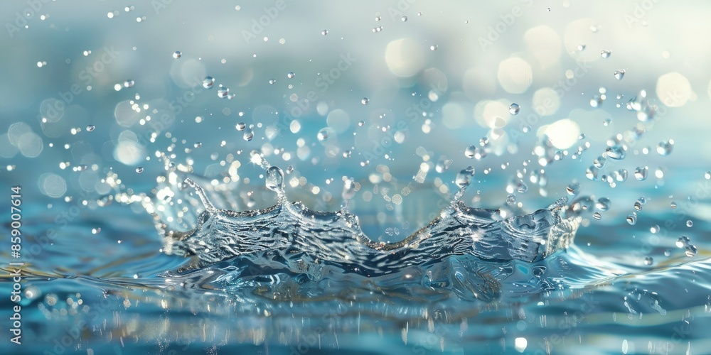 Poster water splashing with a bokeh background