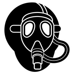 Oxygen mask icon silhouette vector illustration.