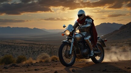 Knight Riding Vintage Motorcycle