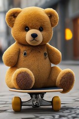 Teddy bear on skateboard