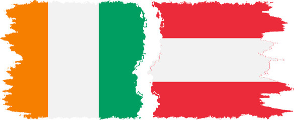 Austria and Ivory Coast grunge flags connection vector