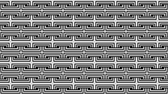 Seamless and symmetrical geometric patterns in black and white, offering textured backgrounds for video animation and motion effects.