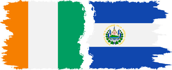 El Salvador and Ivory Coast grunge flags connection vector