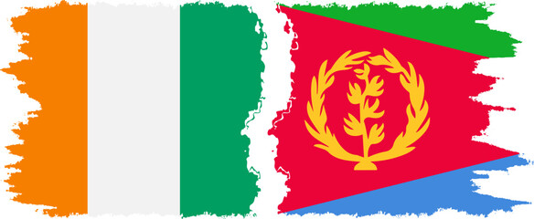 Eritrea and Ivory Coast grunge flags connection vector