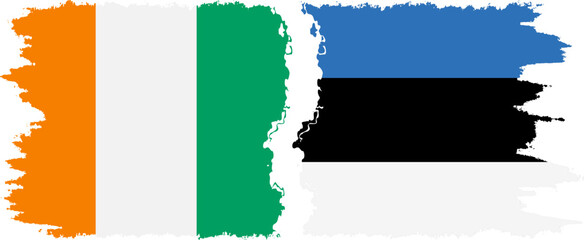Estonia and Ivory Coast grunge flags connection vector