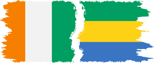 Gabon and Ivory Coast grunge flags connection vector