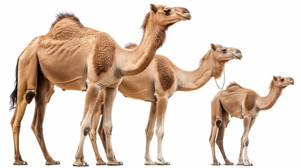 Obraz premium camel family isolated on white background