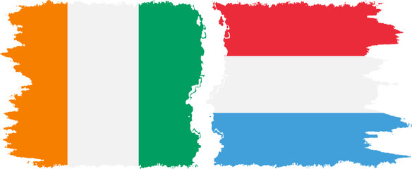 Luxembourg and Ivory Coast grunge flags connection vector