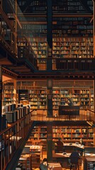 A View of a Well-Stocked Library With People Studying