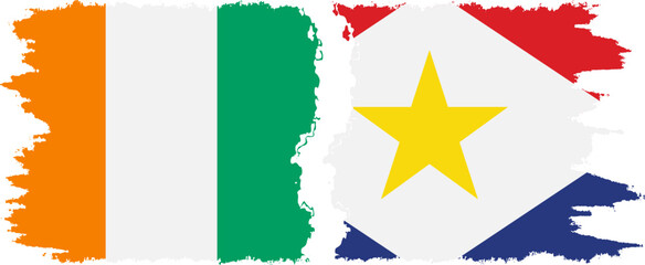 Saba and Ivory Coast grunge flags connection vector