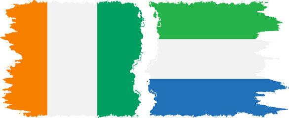 Sierra Leone and Ivory Coast grunge flags connection vector